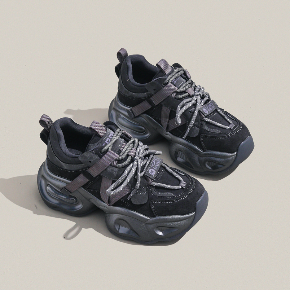 周周推荐~欧货真皮厚底老爹鞋女2025秋季潮款ins增高小个子运动鞋