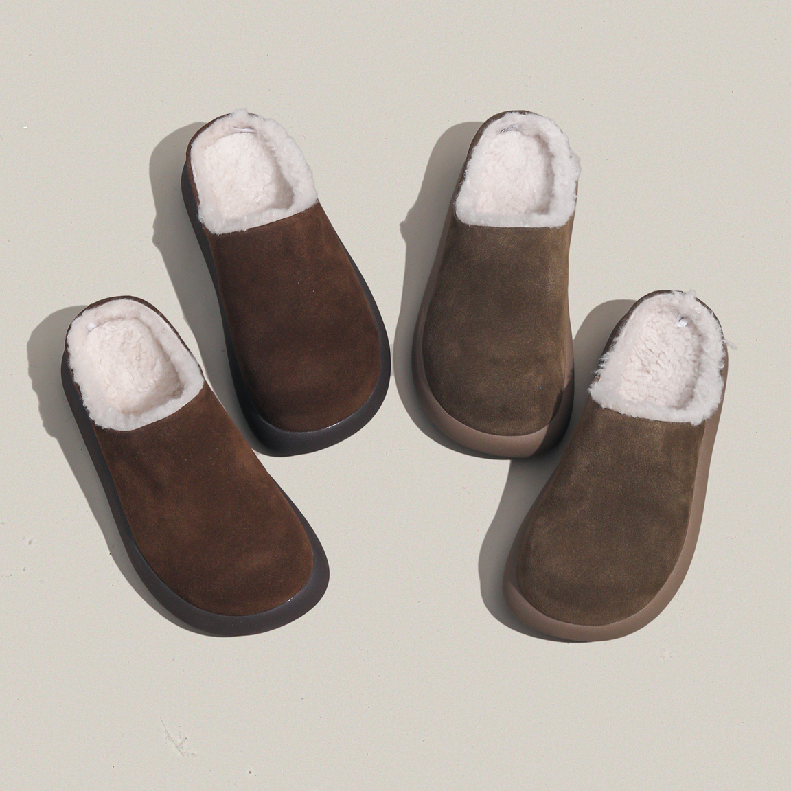 周周推荐~卡皮巴拉加绒勃肯鞋女冬季新款毛毛包头半拖懒人棉拖鞋