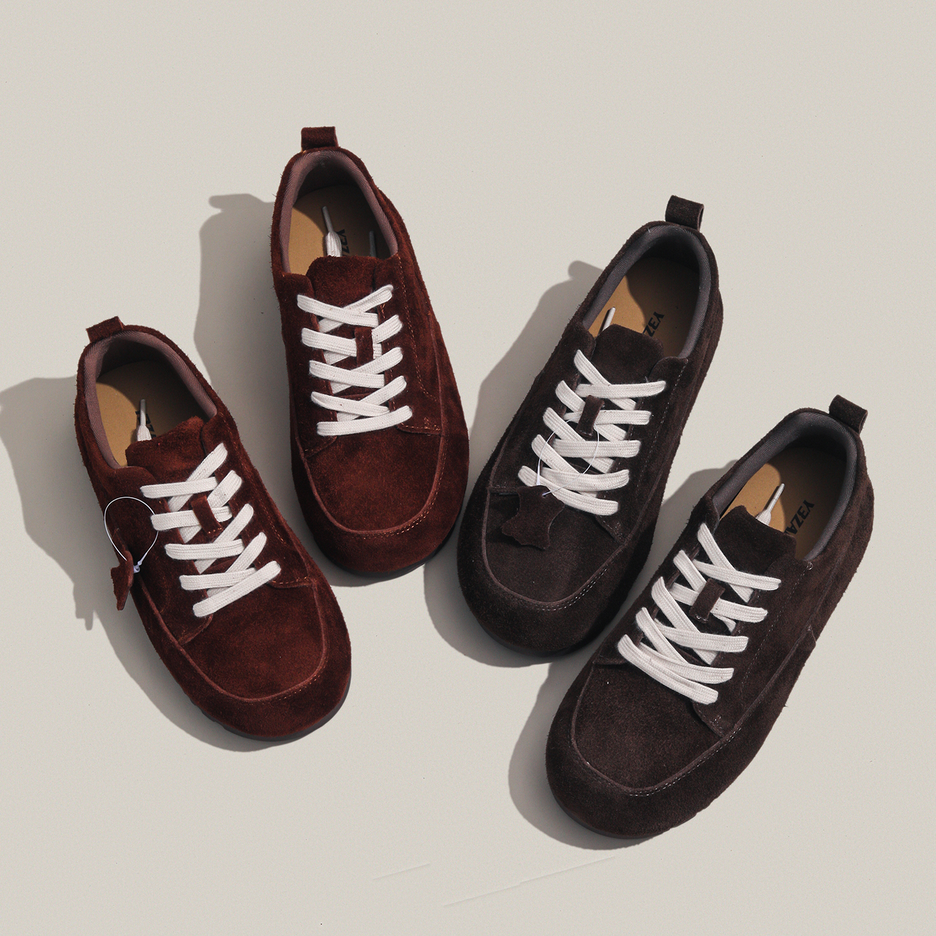 周周推荐~2025秋季新款真皮复古德训鞋女百搭休闲厚底运动板鞋子