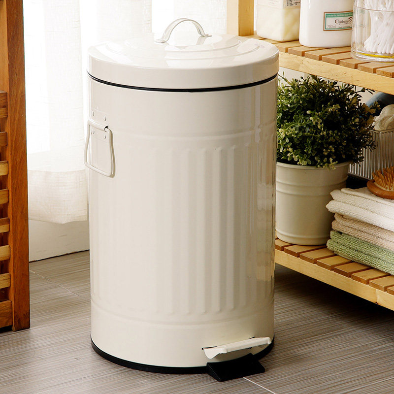 欧润哲家用脚踏式垃圾桶带盖静音免扰垃圾收纳箱罗马纹美式垃圾桶