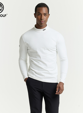 DEX GOLF高尔夫秋冬新款男装白色长袖弹力修身打底衫简约运动T恤