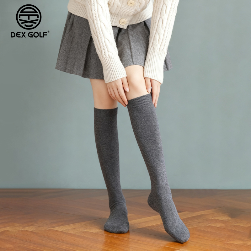 DEXGOLF高尔夫女士2025新款长筒膝下袜女士秋冬保暖学院风运动袜