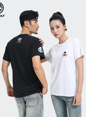 DEXGOLF韩国高尔夫服装男女款白色短袖T恤运动宽松透气上衣潮黑色