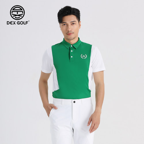 DEXGOLF韩国高尔夫服装男士拼色新款短袖T恤户外运动时尚透气球衣