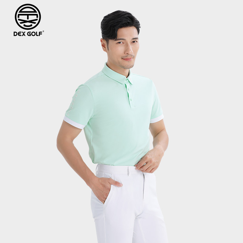 DEXGOLF韩国高尔夫服装男士翻领修身透气短袖简约高级百搭上衣夏