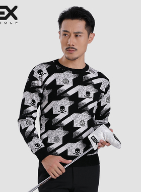 DEXGOLF男士毛衣秋冬男装圆领针织衫弹力舒适保暖长袖毛衫 黑色