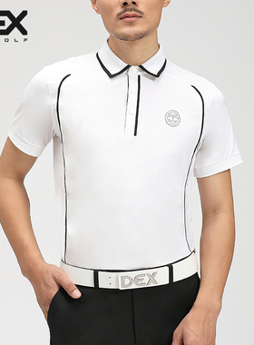 DEXGOLF高尔夫服装男士短袖T恤夏个性简约时尚翻领Polo衫速干白色