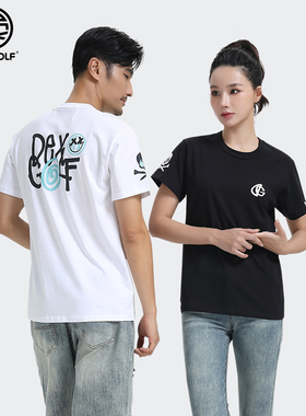 DEXGOLF高尔夫印花短袖男夏季宽松韩版潮流半截袖上衣百搭情侣t恤
