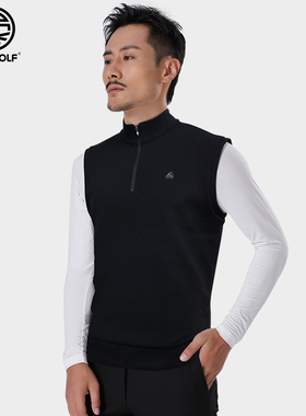 DEXGOLF高尔夫服装新款秋冬男马甲运动休闲保暖修身背心外套黑色