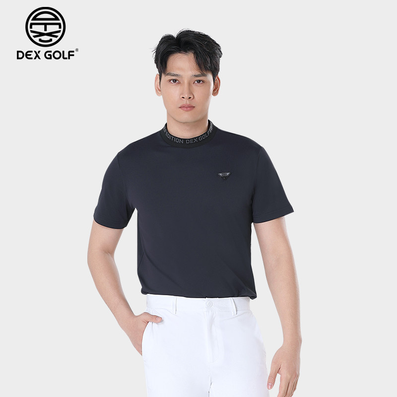 DEXGOLF韩国高尔夫服装男士夏季新款柔软质感短袖简约圆领T恤上衣