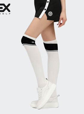 DEXGOLF韩国高尔夫服装女士袜子运动袜过膝中筒袜长袜厚底袜白色