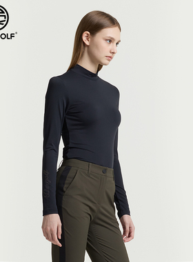 DEXGOLF韩国高尔夫服装女秋款修身纯色打底上衣简约弹力长袖3311