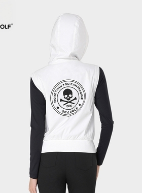 DEXGOLF韩国高尔夫服装女士户外运动防风带帽马甲百搭舒适坎肩