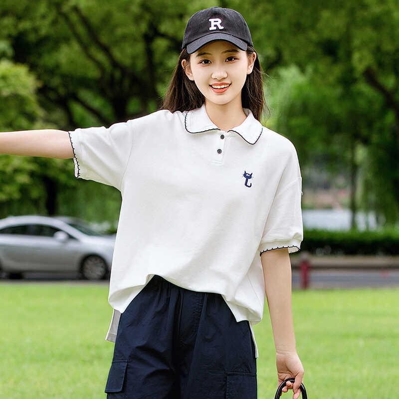 初中学生夏季上衣POLO衫女