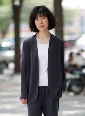 春夏薄款无领西装外套女
