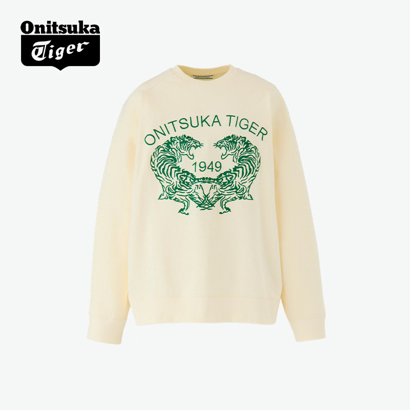 Onitsuka Tiger鬼塚虎春季男女款印花上衣长袖圆领套头卫衣