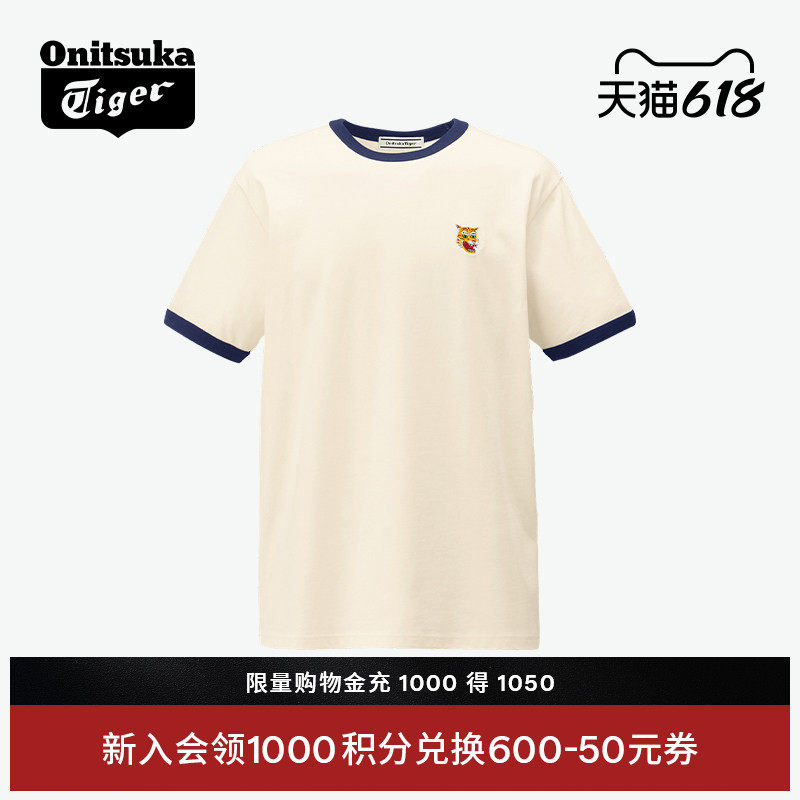 Onitsuka Tiger鬼塚虎男女款上衣经典休闲潮流印花配色短袖T恤