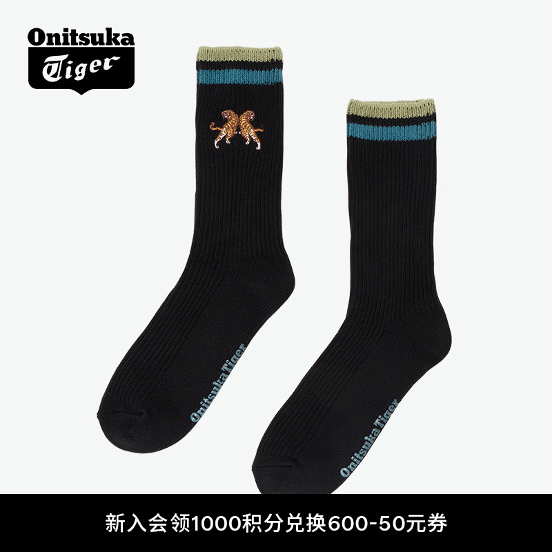 鬼塚虎男女潮流舒适百搭中筒袜