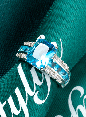 欧美流行方形宝石铜材质戒指