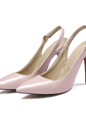 缺码断码裸色红色婚鞋尖头包头鞋细跟高跟单鞋女春夏凉鞋小码 KST