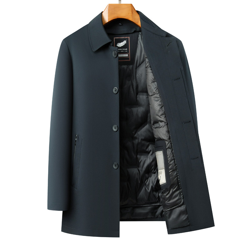 中老年羽绒服男士中长款中年爸爸装防寒冬装老人鸭绒脱卸内胆外套