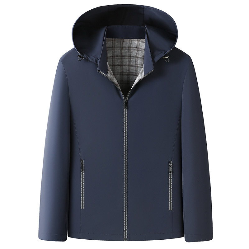 男士商务可脱卸帽薄款夹克中老年宽松外套春秋季爸爸装拉链夹克衫