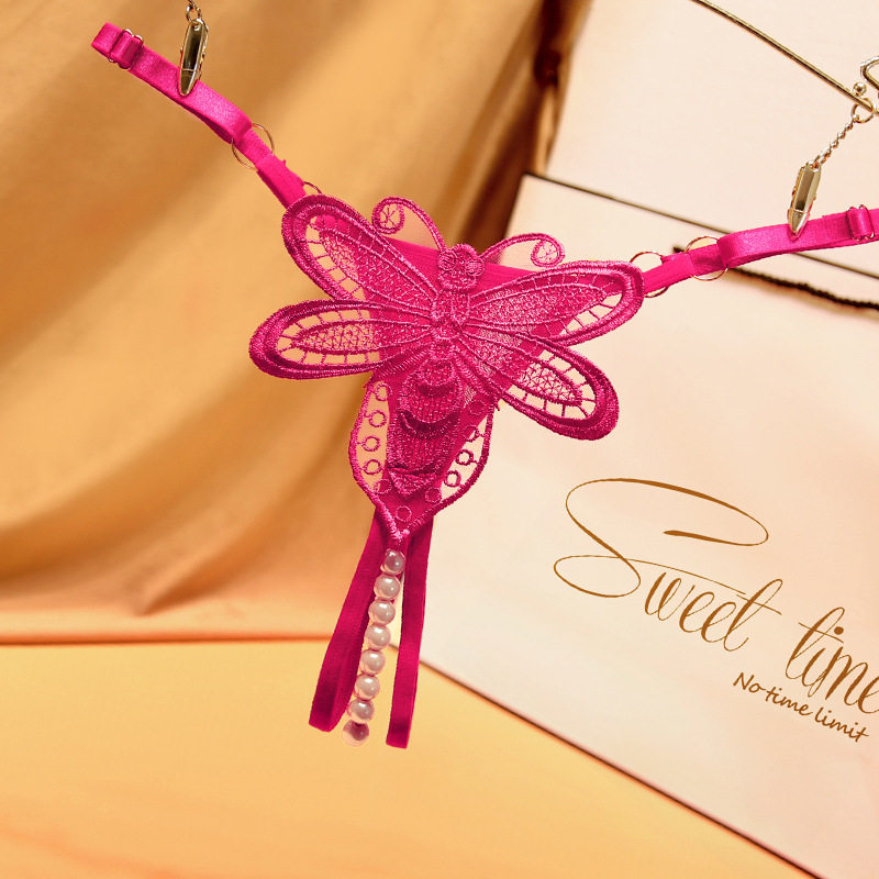 日系透视诱惑低腰性感丁字裤女生新款可调节镂空透明大码蕾丝内裤