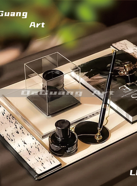 大广 现代极简样板间创意饰品组合 书房办公区售楼处酒店软装摆件