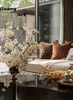 大广 客厅饰品摆件中静奢老钱风样板房接待区茶几家居氛围感空间