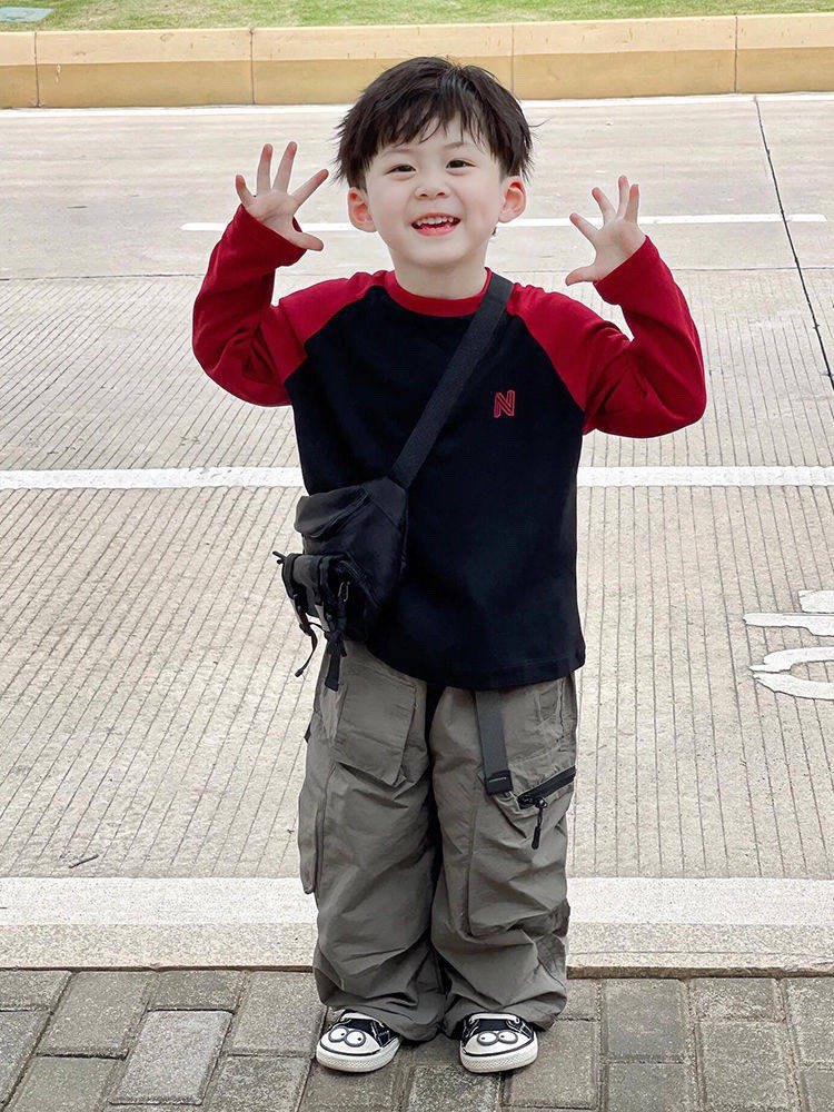 纯棉男童T恤插色2025新款儿童春秋季打底衫小童宝宝帅气长袖上衣,童装/婴儿装/亲子装,T恤,淘宝优惠券,粉丝福利购,淘宝优惠卷