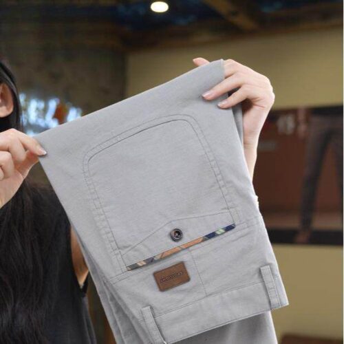 7A海岛竹节棉男士薄款直筒休闲裤
