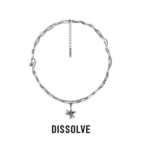 DISSOLVE铜镀白金叠戴情侣项链