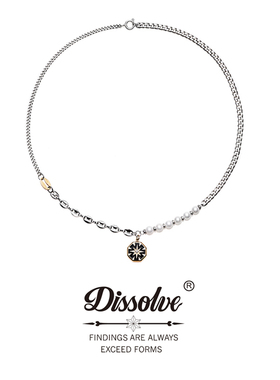 Dissolve项链男女潮珍珠拼接小众潮牌百搭送男友情侣星星圆牌吊坠