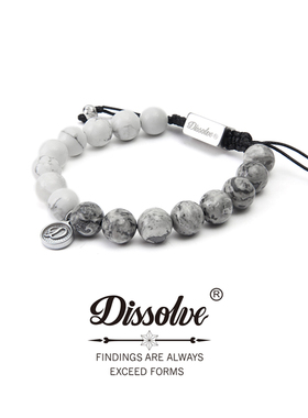 Dissolve小众设计ins潮简约转运珠潮牌地图石圆牌手链男