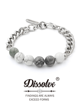 Dissolve小众设计高级感潮白松石个性刻字定制月球情侣古巴手链男