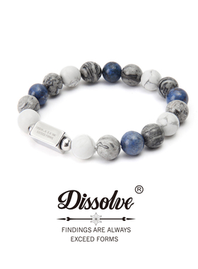 Dissolve小众设计ins潮简约潮牌地图石银方格手链男