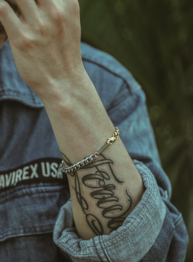 Dissolve 双色手链男女嘻哈ins小众设计潮流复古简约潮牌钛钢情侣