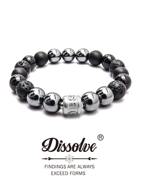 Dissolve小众设计ins简约黑玛瑙火山石黑胆石潮牌手链男