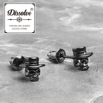 Dissolve古朋克个性骷髅耳钉男