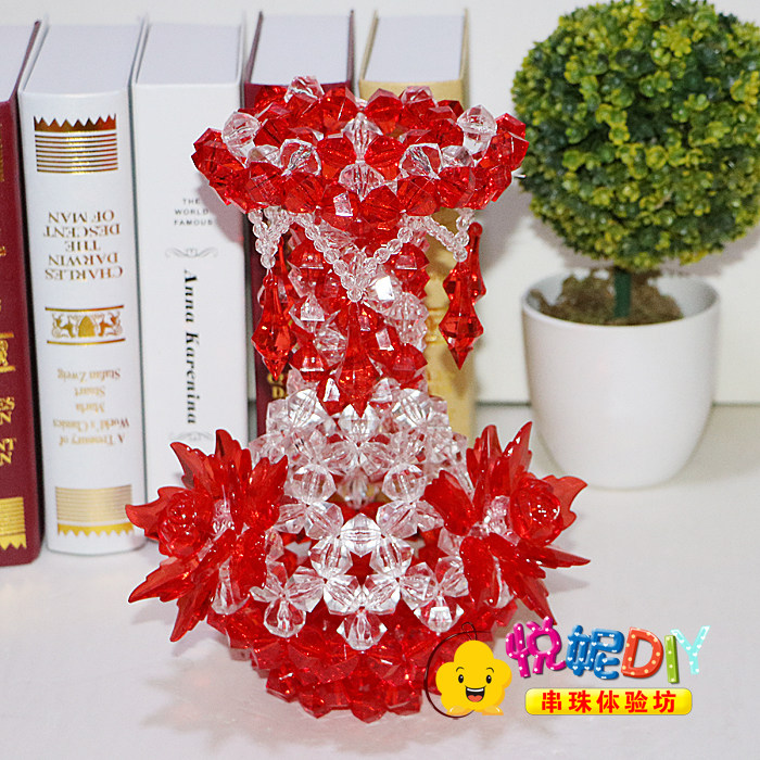 diy手工串珠花瓶  吊坠 三花花瓶 16mm大花瓶材料包教程