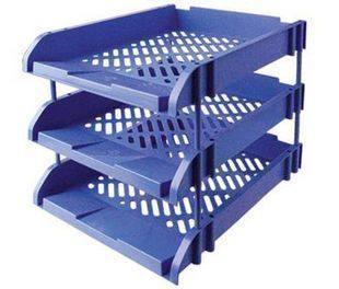 包邮富强FQ338B三格塑料文件盘 三层文件架三层文件栏 加厚文件盘