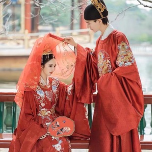 【出租】钟灵记 良缘夙缔 婚服明制圆领袍刺绣情侣款红色礼服霞帔