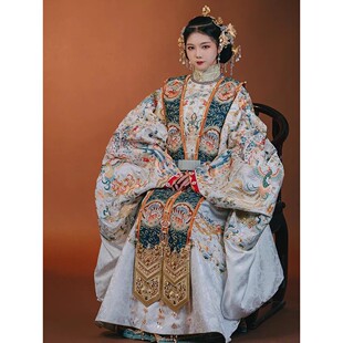 正品出租锦瑟衣庄长宁贰白色汉服婚礼服出阁服明制圆领袍凤冠霞帔