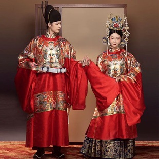 【出租】五彩龙若兰兮明制婚服过肩坐龙蟒袍圆领袍霞帔汉服情侣款