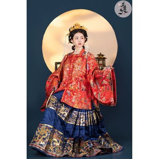 【出租】若兰兮明制汉服女款婚服方领百子衣织金新娘服中式婚服