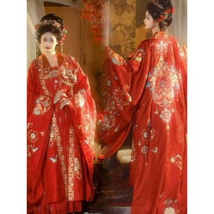 出租重回汉唐 佳偶天成 唐制对襟广袖衫中式婚服汉服新娘汉婚礼服