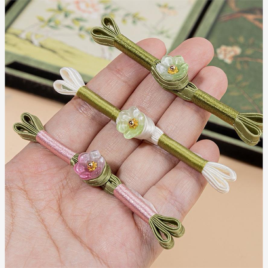 旗袍盘扣中式A类琉璃花朵燕尾绕线一字扣新国风服装装饰手工纽扣
