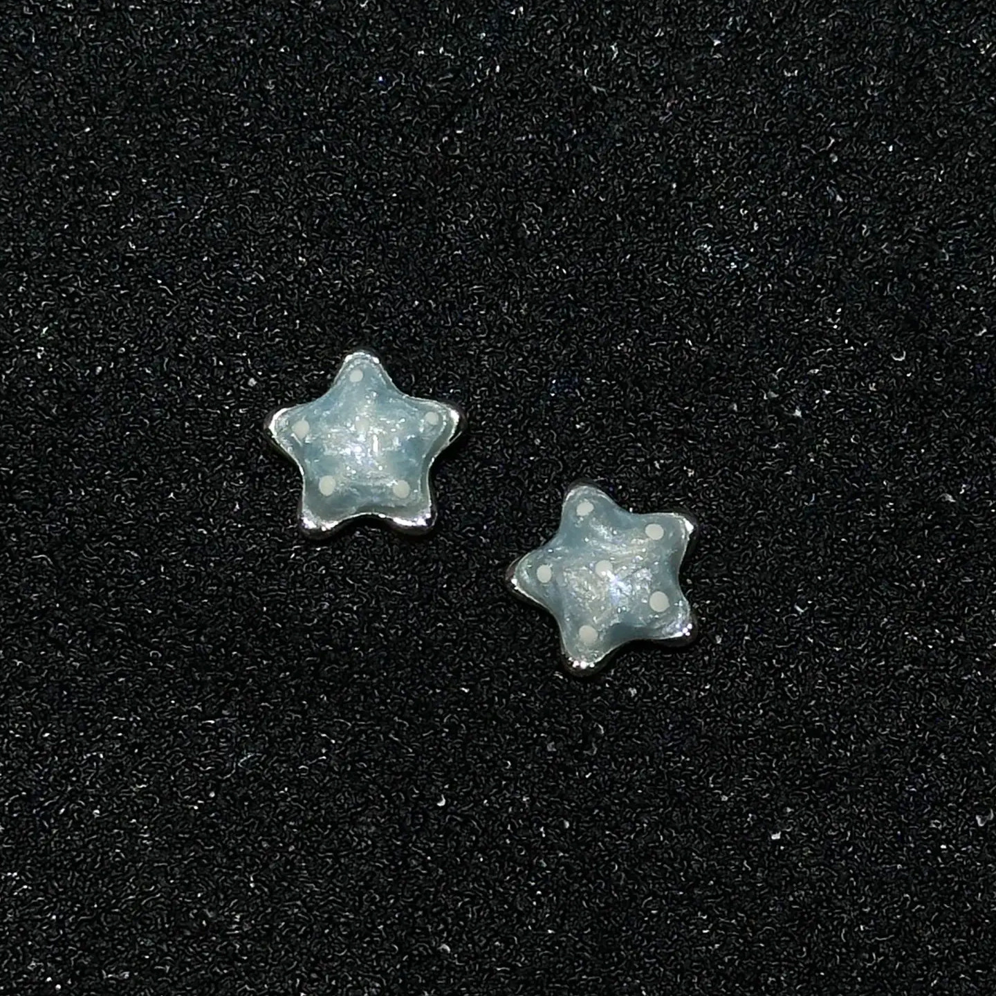 夏季小清新薄荷蓝波点几何耳钉轻奢简约五角星滴油耳环百搭耳饰女