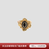 复古铜鎏金设计小花宝石戒指可调节开口戒 COTEMP 26新品 SOLSOL