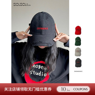 韩系水洗破洞棒球帽遮阳帽 男女同款 SOLSOL 25新品 2XXENOGENEIC